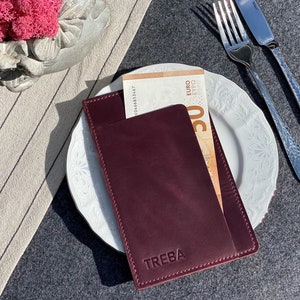 Leather bill holder, Leather check holder, Leather check holder with embossing. Check presenter for restaurant.