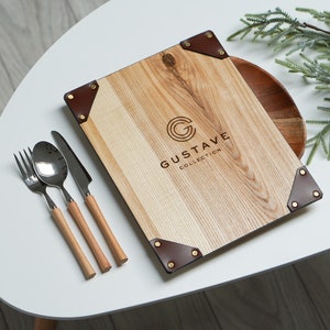 Tablica menu ze skórzanymi narożnikami, Tablica menu w formacie Letter, Uchwyt menu A4, Drewniane menu A5, Uchwyt na półlist, Niestandardowa okładka menu