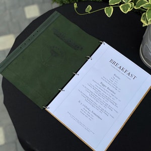 Okładka menu restauracji, Prawdziwy skórzany uchwyt na menu, Skórzane menu, Niestandardowa okładka menu, Folder menu baru, Spersonalizowane menu ze skóry i drewna