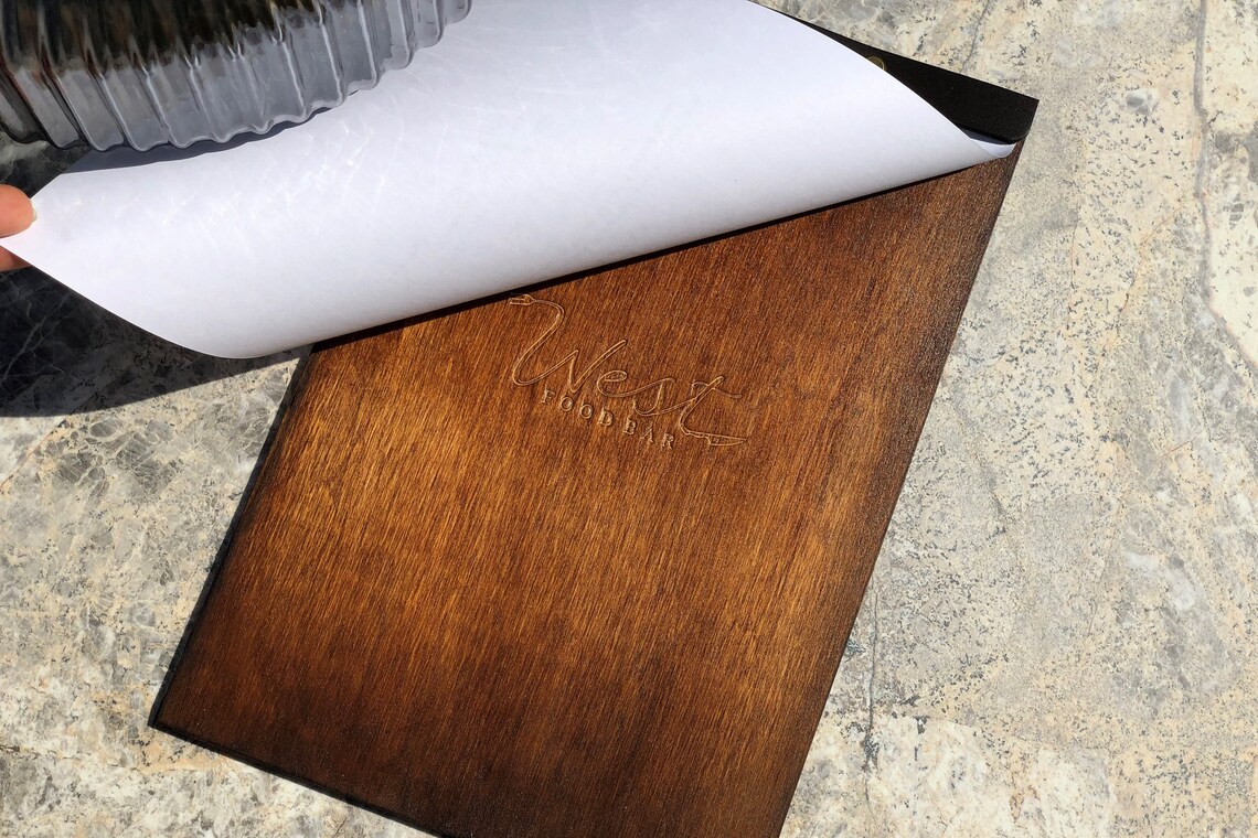 Menu Folder Wooden Menu A4 A5 Leather Menu Cover Custom - Etsy