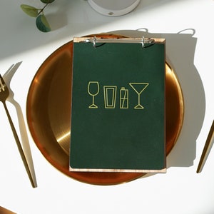 A5/ US half-letter Menü, Elegante Menümappe aus Esche und Leder mit Ringbindung
