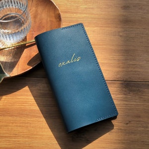 Leather bill holder. Leather check holder with embossing. Check presenter for restaurant.