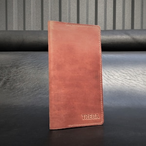 Leather bill holder, Leather check holder, Leather check holder with embossing. Check presenter for restaurant.