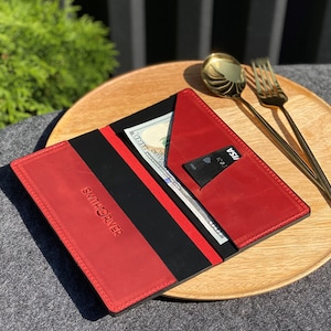 Leather bill holder. Leather check holder with embossing. Check presenter for restaurant.