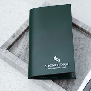 Leather bill holder, Leather check holder, Leather check holder with embossing. Check presenter for restaurant.