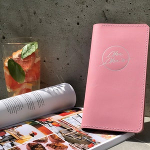 Leather bill holder. Leather check holder with embossing. Check presenter for restaurant.