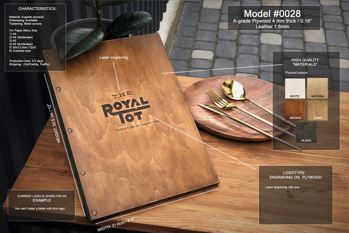 Menu Folder Leather Menu A4 A5 Leather Menu Cover Custom Etsy