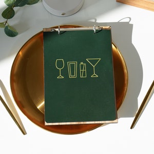 Elegant menu board with ring binding and Leather cover