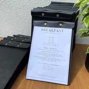 Leather menu holder A5, Menu cover with embossing, Restaurant Menu Folder, Menu Board, Leather Menu, Custom Menu Cover