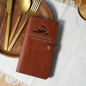 Custom check presenter, Leather bill holder, Leather check holder, Leather check holder with embossing, Check presenter for restaurant.