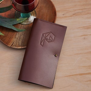 Leather bill holder, Leather check holder, Leather check holder with embossing. Check presenter for restaurant.