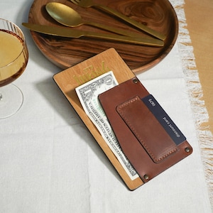 Leather bill holder, Leather check holder, Leather check holder with embossing. Check presenter for restaurant.