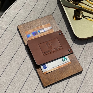 Leather bill holder, Leather check holder, Leather check holder with embossing. Check presenter for restaurant.