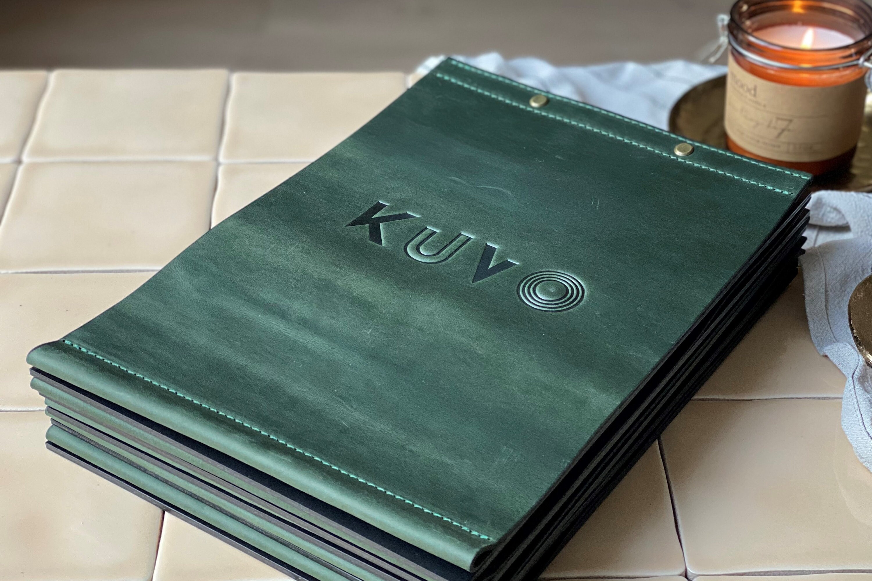 Leather Menu Holder A4 A5 Menu Cover With Embossing Etsy