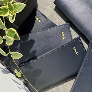 Leather bill holder. Leather check holder with embossing. Check presenter for restaurant.