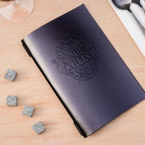 Embossed Italian Leather Menu Holder: Custom Restaurant Menu Cover, A4/A5