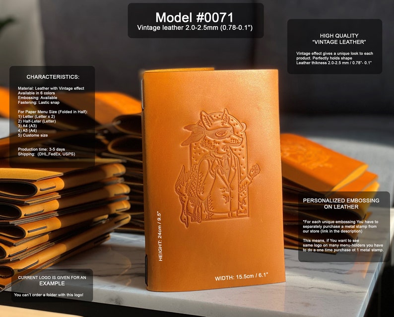 Leather Menu A4A5 Menu Holder With Embosing Restaurant Menu Etsy Canada