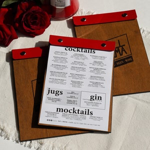 Folder menu, drewniane menu A4 A5, skórzana okładka menu, spersonalizowana okładka menu, uchwyt na menu, folder menu restauracji, księga gości