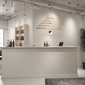 Trilhos de menu montados na parede, quadro de letras trocável, menu de parede de café, trilhos de menu trocáveis, menu de barbearia, trilhos de madeira para café,