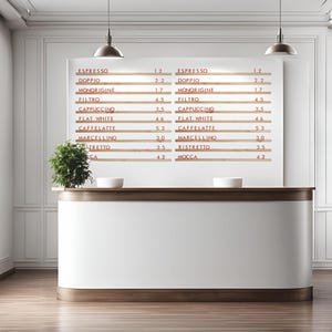 Trilhos de menu montados na parede, quadro de letras trocável, menu de parede de café, trilhos de menu trocáveis, menu de barbearia, trilhos de madeira para café,