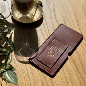 Leather bill holder, Leather check holder, Leather check holder with embossing. Check presenter for restaurant.