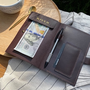 Leather bill holder, Leather check holder, Leather check holder with embossing. Check presenter for restaurant.