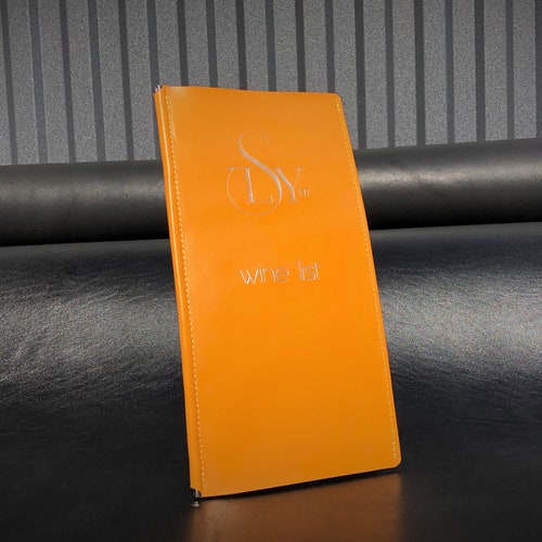 Leather Wine List Menu Menu Holder With Embosing Restaurant Etsy