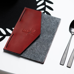 Felt Restaurant Menu Holder: Leather & Wood Cafe Menu Board