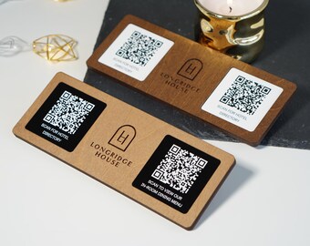 Custom Wooden QR Code Menu Sign | Cafe & Restaurant Table Display