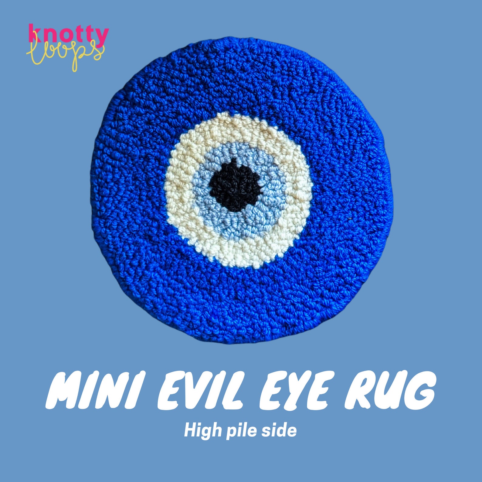 Handmade Punch Needle Mini Evil Eye Placement Reversible Rug Etsy