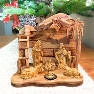 Nativity Scene with Built-In Music Box made in the Holy land