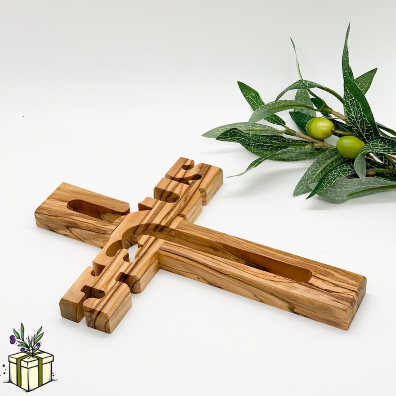 Jesus Olive Wood Wall Cross Holy Land Crosses Etsy