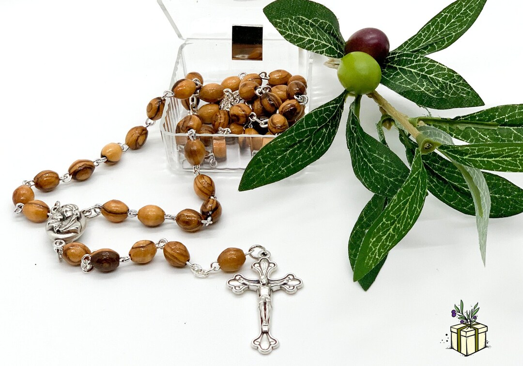 Olive Wood Beads Rosary With Holy Soil - Holy Land Rosaries From ...