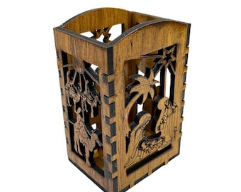 Portavelas con la historia de la Natividad