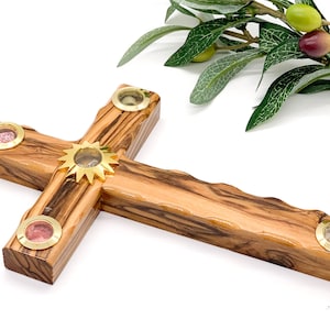 Cruz lisa de madera de olivo (con estrella de Belén) - Cruces de Tierra Santa de Belén Box
