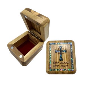Rosenkranz aus Olivenholz Gott segne unser Zuhause