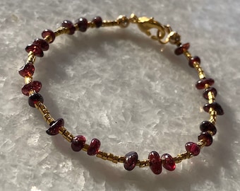 Garnet Gemstone and 24k Gold Plated Bracelet