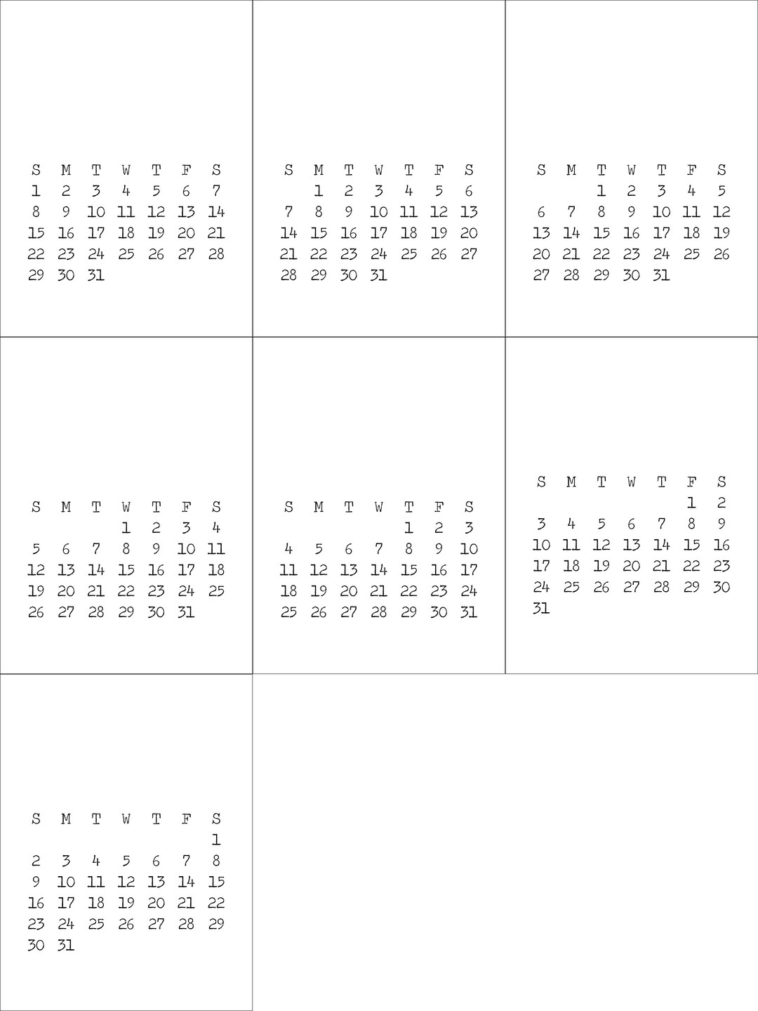 typewriter-calendars-cards-for-digital-pocket-scrapbookin-etsy