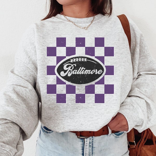 Baltimore Football Crewneck, Retro Raven Shirt, Raven Sweatshirt , Vintage Baltimore Sweatshirt, Baltimore Fan Gift, Game Day Shirt