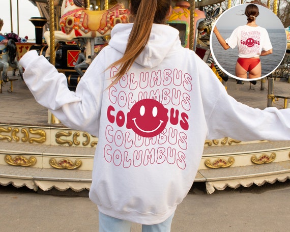 Columbus Shirt, Smiley face Hoodie, Emoji Crewneck Sweatshirt