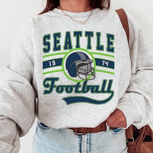 Seattle Football Crewneck, Seahawks Sweatshirt, Vintage Seattle Football Crewneck Sweatshirt, Seattle T-Shirt, Retro Seattle Football