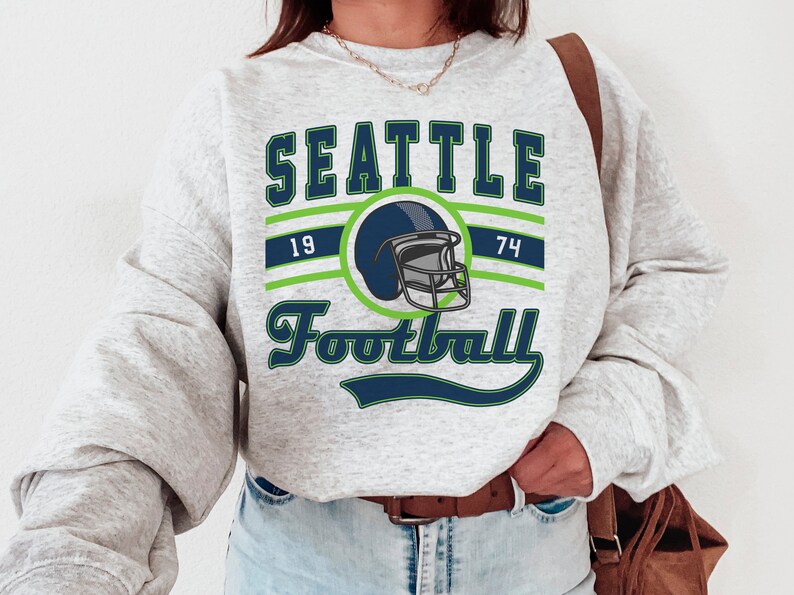 Seattle Football Crewneck, Seahawks Sweatshirt, Vintage Seattle Football Crewneck Sweatshirt, Seattle T-Shirt, Retro Seattle Football