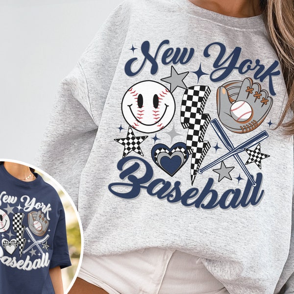 vintage New York Yankee sweat/T-shirt, sweat-shirt ras du cou Yankees, chemise New York groovy rétro, base-ball New York, chemise Yankees