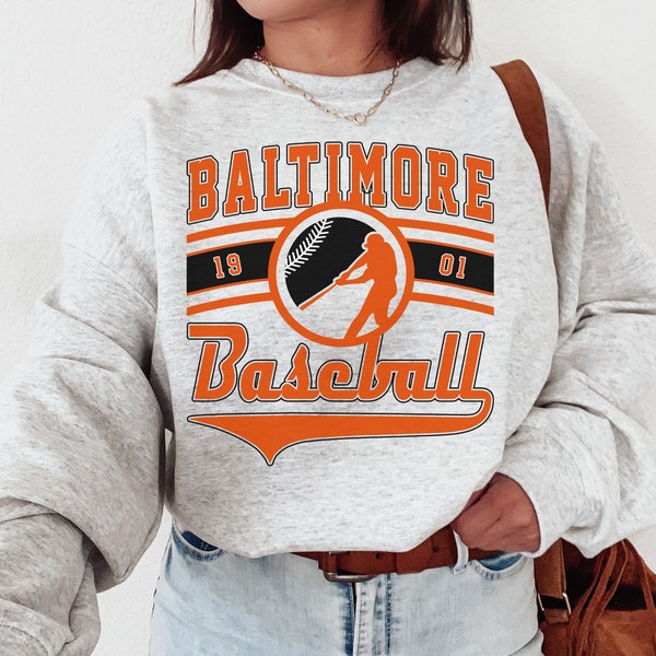 Vintage Baltimore Oriole EST 1901 Sudadera / Camiseta, Sudadera Oriole Crewneck, Camisa de béisbol Baltimore, Camisa Retro Oriole