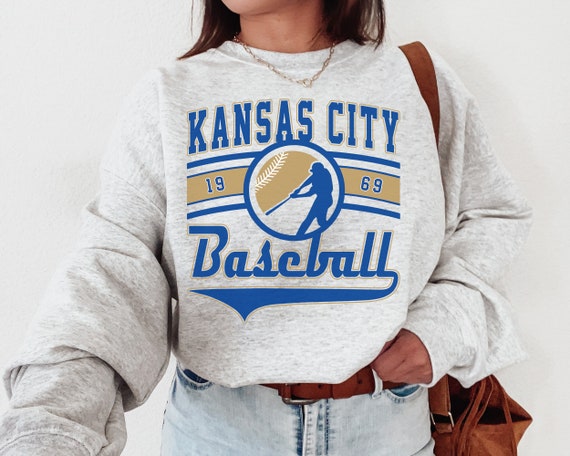 Kansas City Royals Hoodie Adult Small Gray Blue Mens MLB Baseball