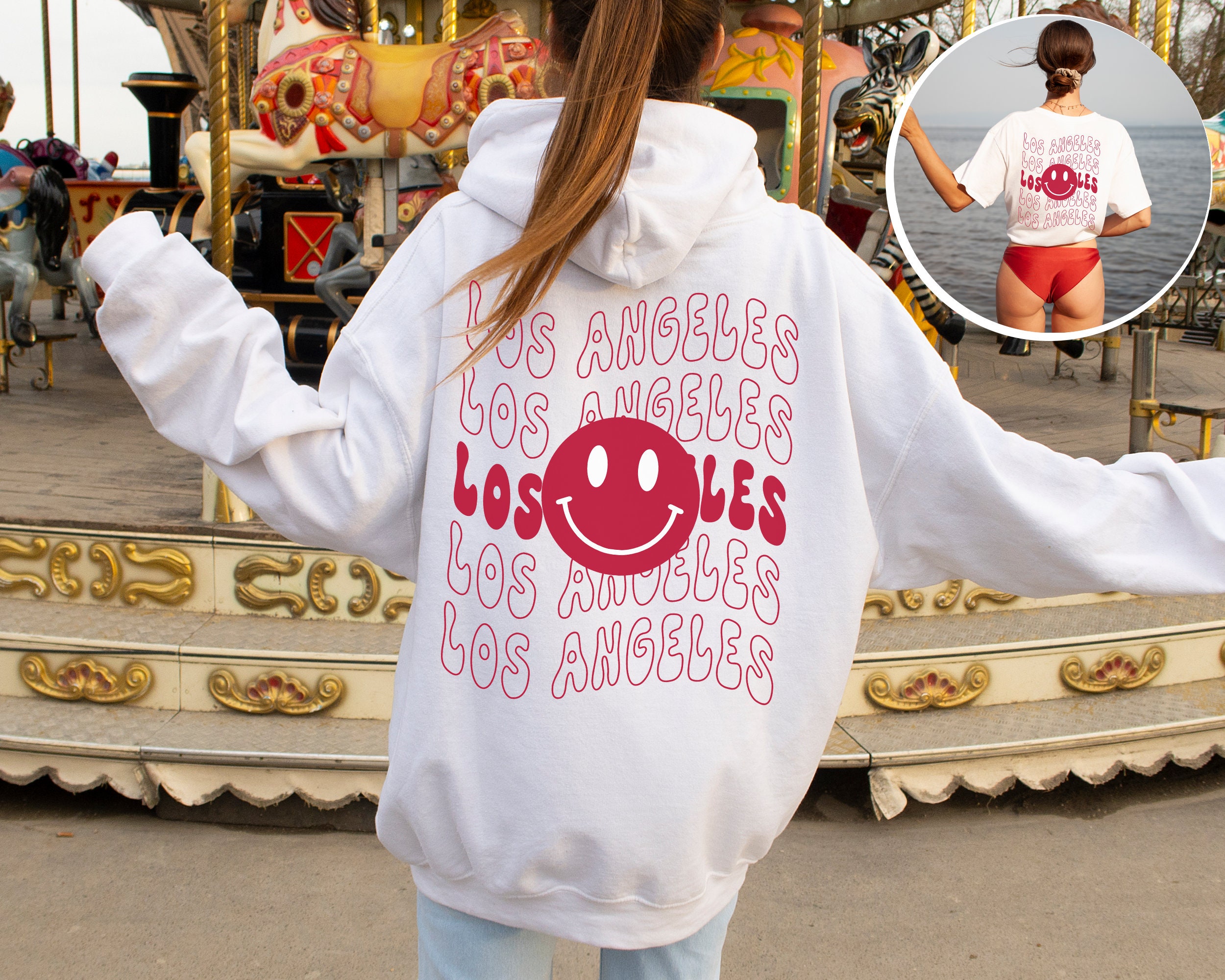 Los Angeles Shirt, Smiley face Hoodie, Emoji Crewneck Sweatshirt Los Angeles x TheTeeHub Fashion