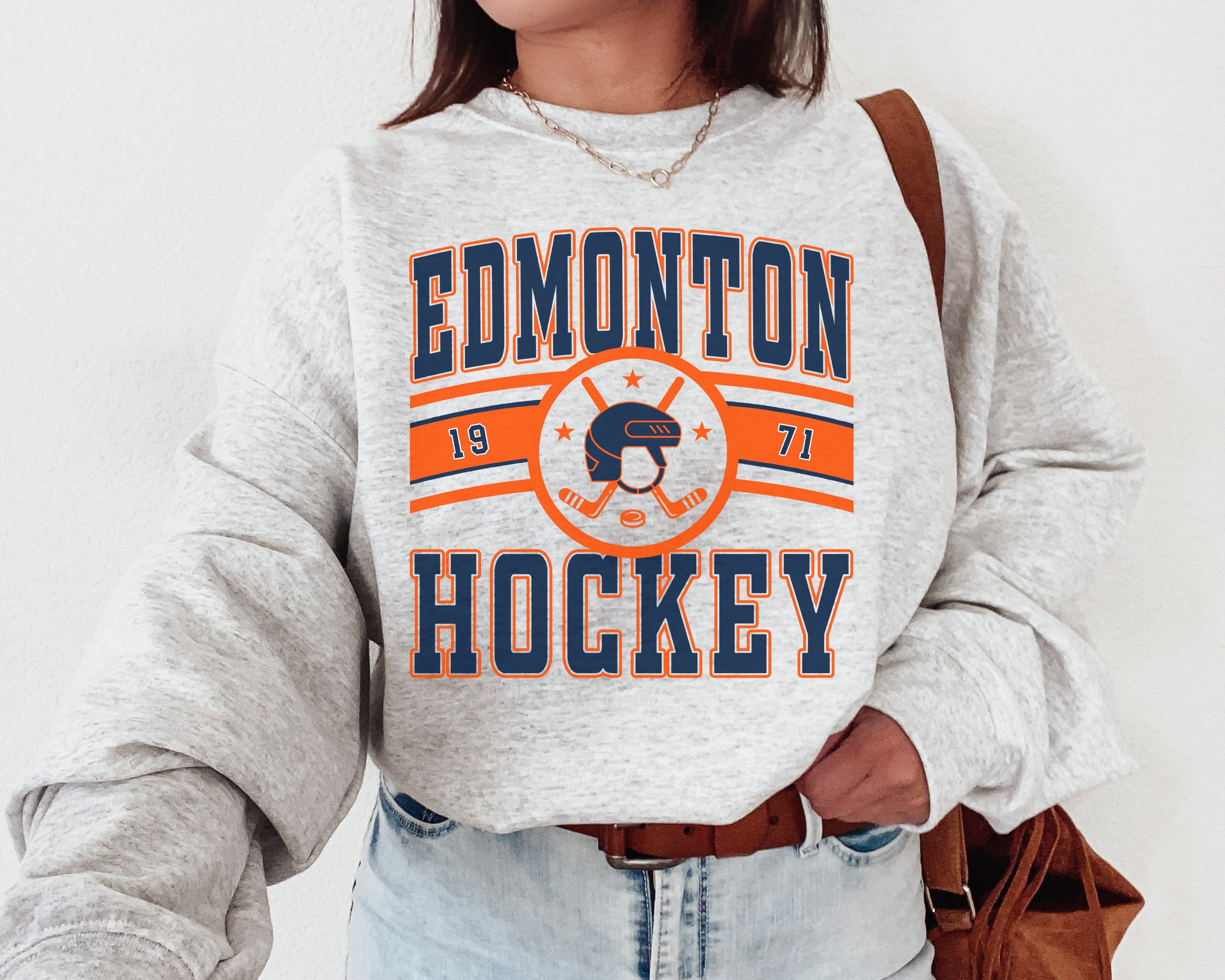 CustomCat Edmonton Oilers Gear Retro NHL T-Shirt Sport Grey / S