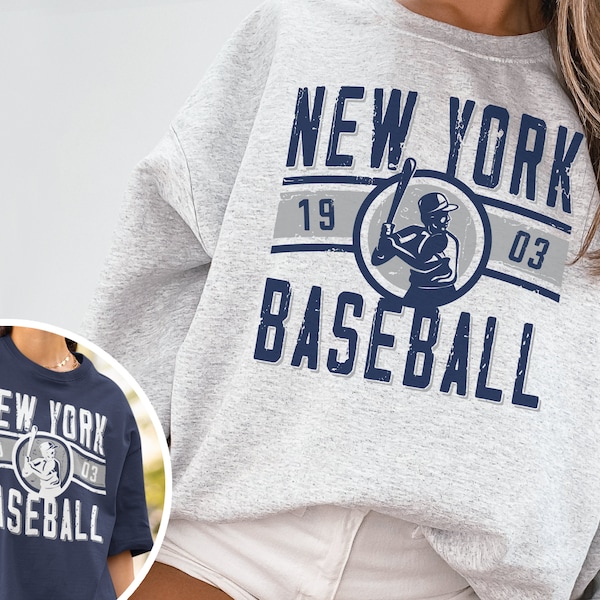 Vintage New York Yankee Crewneck Sweatshirt / T-Shirt, New York Baseball Shirt, Retro Yankees Shirt, New York Game Day Shirt