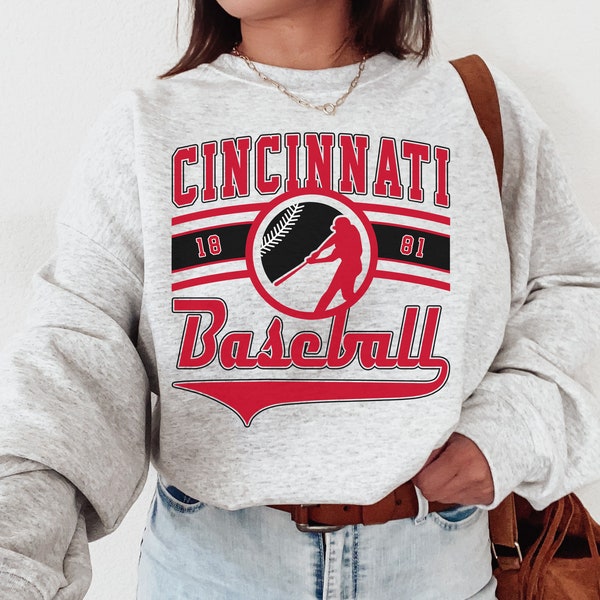 Vintage Cincinnati Red Crewneck Sweatshirt / T-Shirt, Cincinnati Red EST 1881 Sweatshirt, Cincinnati Baseball Shirt, Retro Cincinnati Red