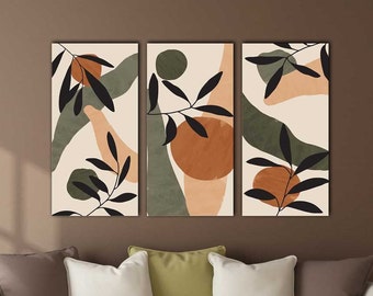 Mid Century Modern Triptychon Wandkunst Leinwand | Australisches Made, Fertig zum Aufhängen